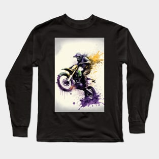 Dirt Bike Paint Splash Style Long Sleeve T-Shirt